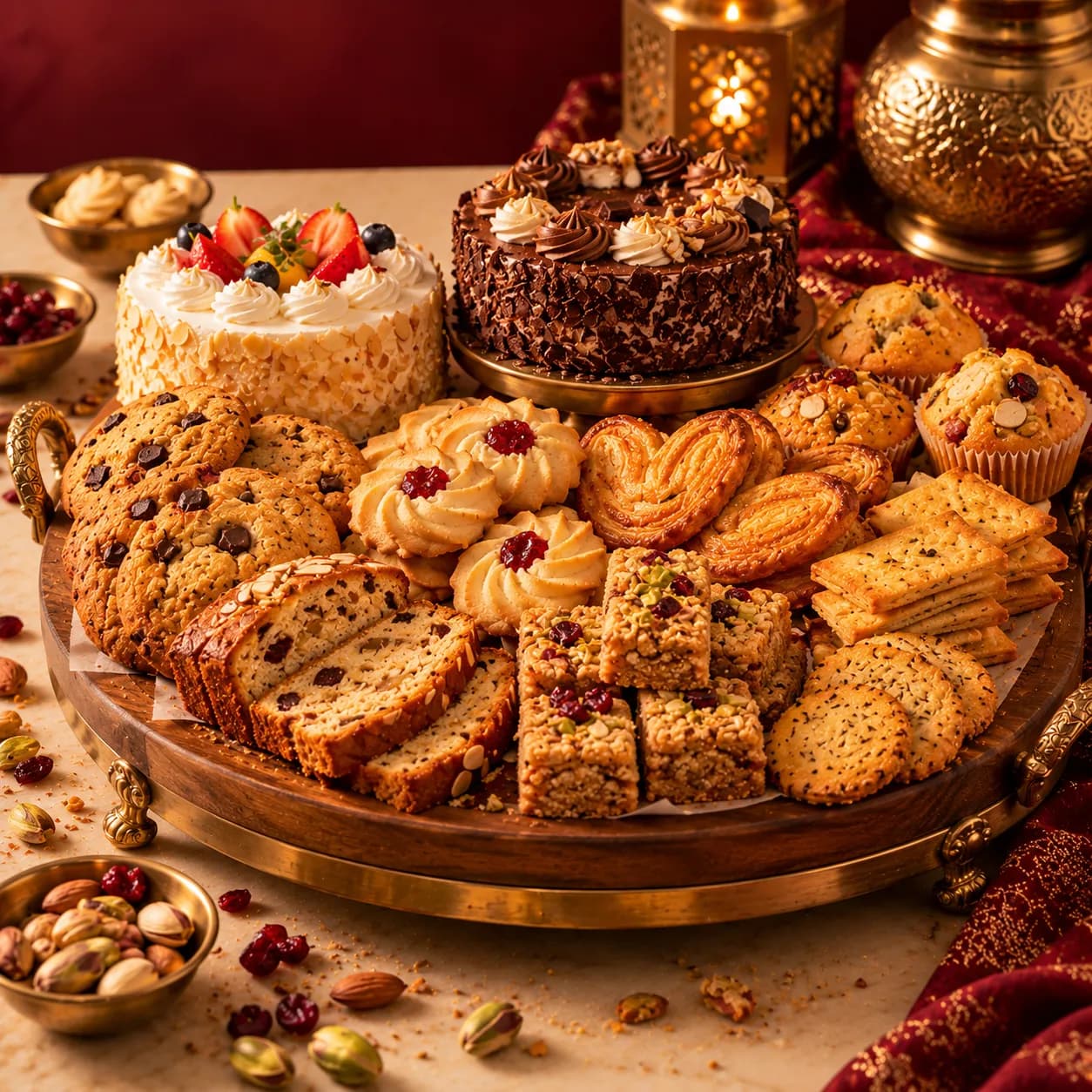 Assorted bakery cookies, cakes and nankhatai