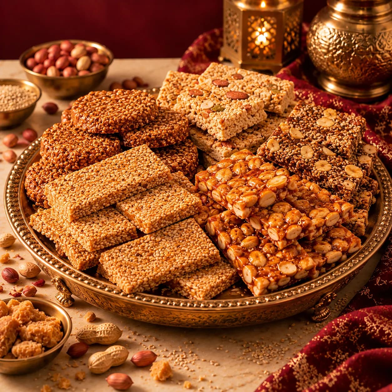 Traditional sesame and jaggery gachak bars